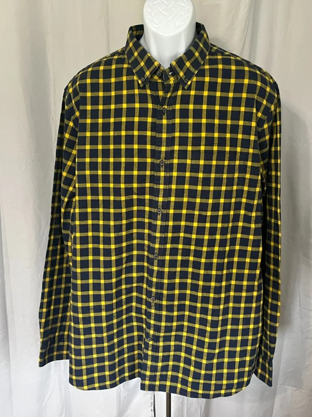 🍂 Banana Republic Men’s Slim Fit Soft Flannel Shirt Blue Yellow 2XLT 👕